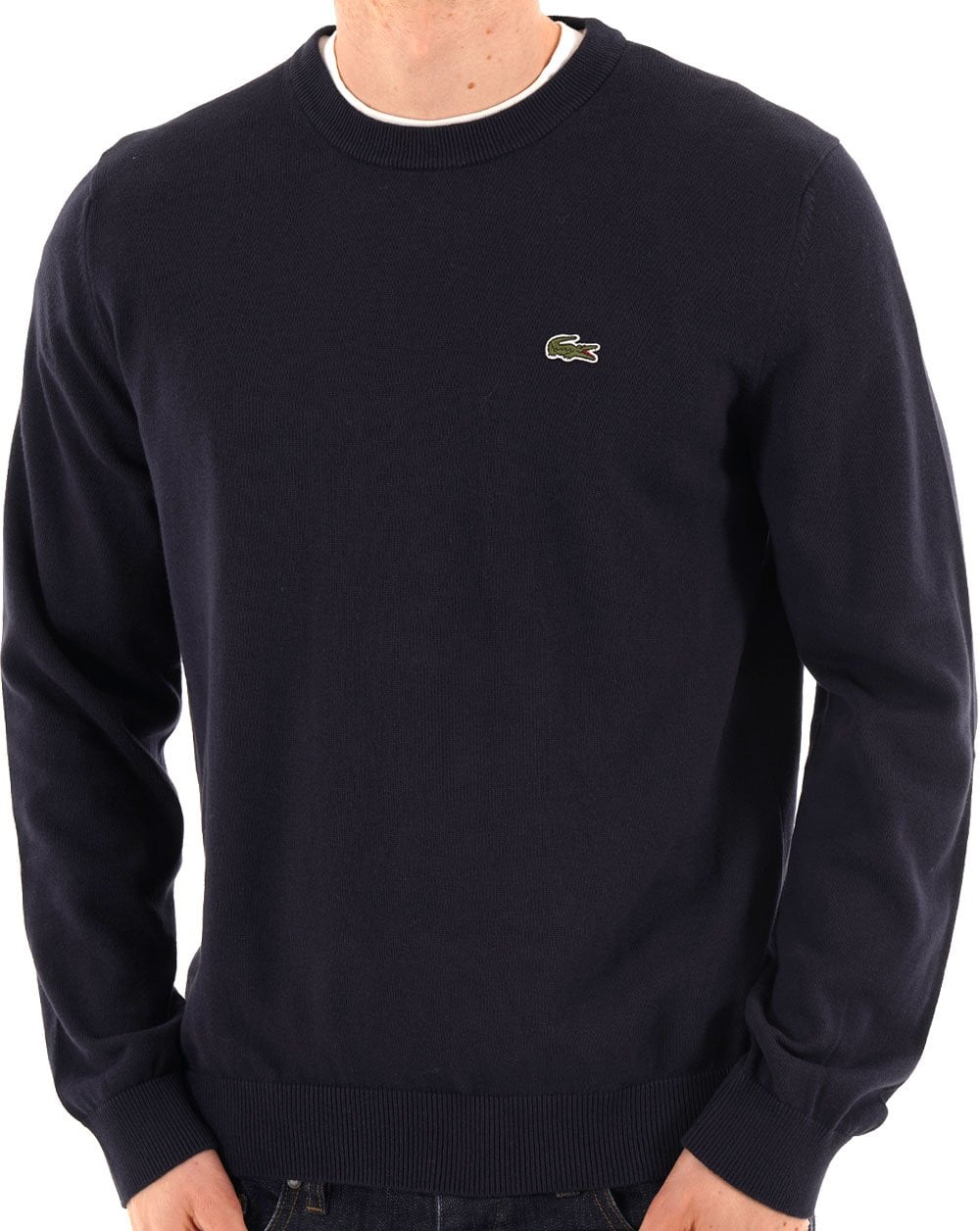 Lacoste Cotton Blend Crew Knit Navy