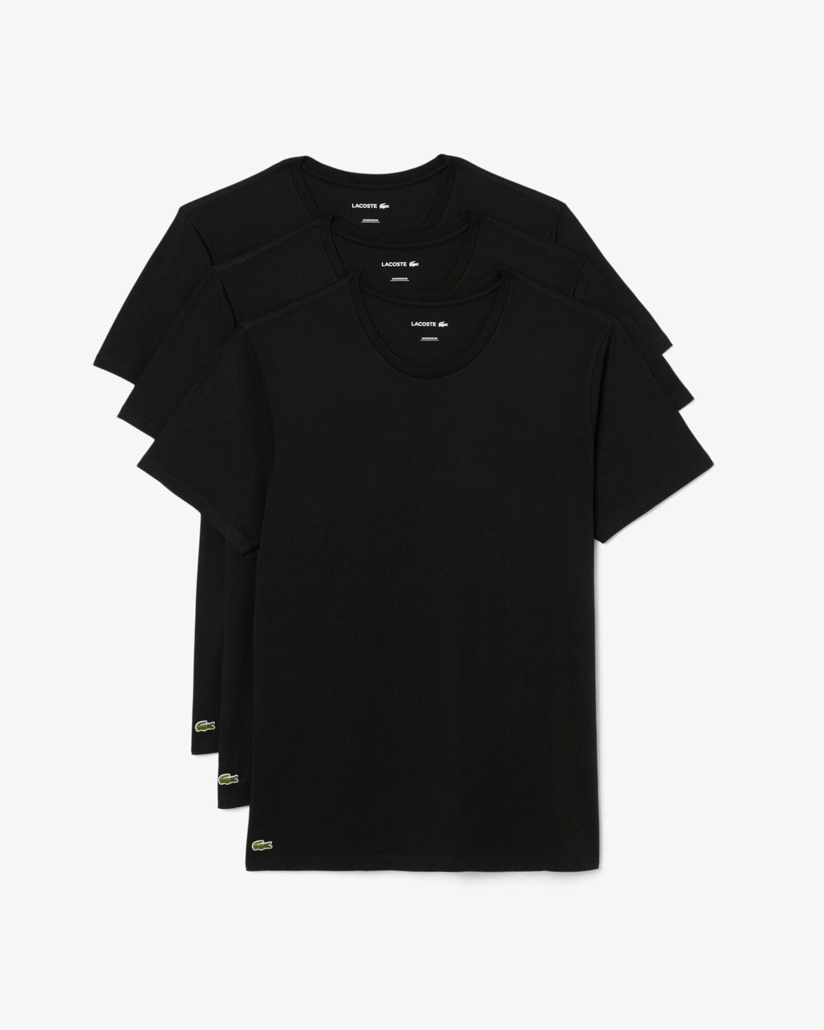Lacoste 3-Pack Cotton Crew Neck Mens T-Shirts - Black 031